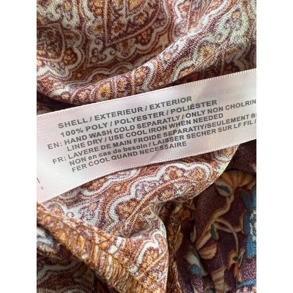 Band Of Gypsies Faux Wrap Dress B-O-G Collective Paisley Ruffle Hem L  Boho - Picture 7 of 10